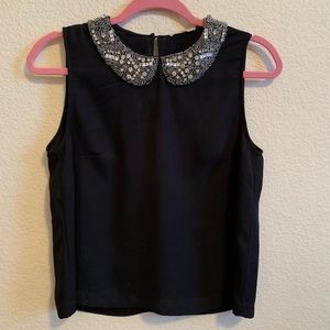 Soprano jeweled beaded collar sleeveless top M